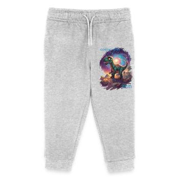 Dino Cosmique Astro-Dinosaure - Pantalon de jogging enfant bio Stanley/Stella - gris chiné - Devant