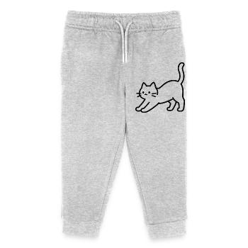 Katzen Silhouette - Kinder Organic Jogginghose Mini Mover von Stanley/Stella - Grau meliert - Vorne