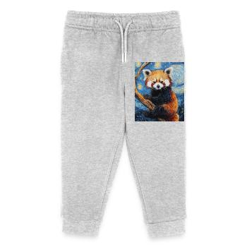 Roter Panda Bär Van Gogh Style Starry Night - Kinder Organic Jogginghose Mini Mover von Stanley/Stella - Grau meliert - Vorne