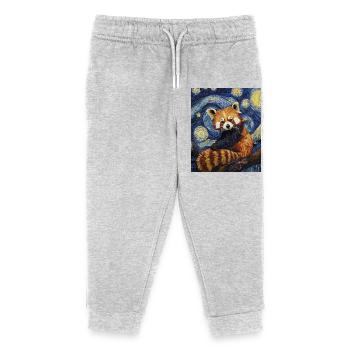 Roter Panda Bär Van Gogh Style Starry Night - Kinder Organic Jogginghose Mini Mover von Stanley/Stella - Grau meliert - Vorne