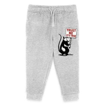 Rat with Shield Trust Me It's True - Kids Organic Sweatpants by Stanley/Stella - heather grey - Front
