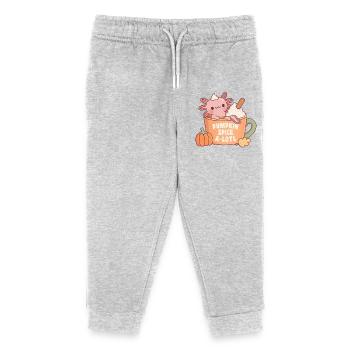 Cute Axolotl In Coffee Cup Pumpkin Spice A Lotl - Kids Organic Sweatpants by Stanley/Stella - heather grey - Front