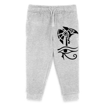 Dieu égyptien et oeil d'Horus (noir) - Pantalon de jogging enfant bio Stanley/Stella - gris chiné - Devant