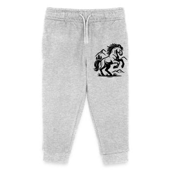 Horse - Kids Organic Sweatpants by Stanley/Stella - heather grey - Front