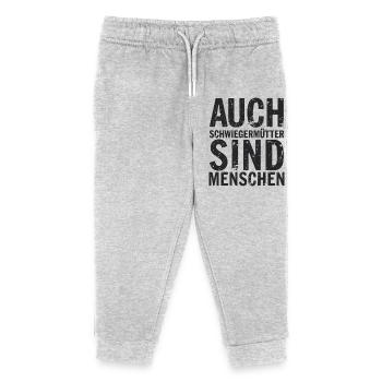 Auch Schwiegermütter sind Menschen Spruch - Kinder Organic Jogginghose Mini Mover von Stanley/Stella - Grau meliert - Vorne