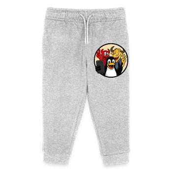 Tux, Beastie & GNU Selfie - Kids Organic Sweatpants by Stanley/Stella - heather grey - Front