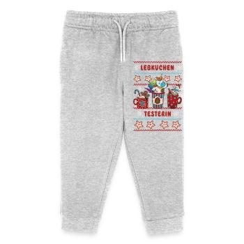 Gingerbread Tester with Unicorn Christmas - Kids Organic Sweatpants by Stanley/Stella - heather grey - Front