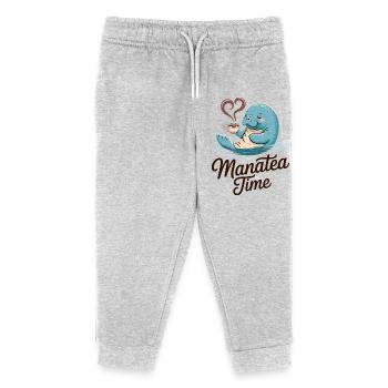 Seekuh Meerestier Ozean liebt Tee - Kinder Organic Jogginghose Mini Mover von Stanley/Stella - Grau meliert - Vorne