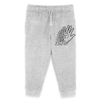 Minimalist Hand Line Art - Kids Organic Sweatpants by Stanley/Stella - heather grey - Front