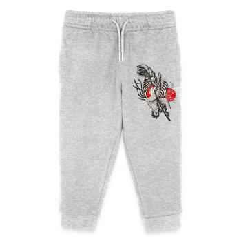 Fleur rayée contrastée - Pantalon de jogging enfant bio Stanley/Stella - gris chiné - Devant