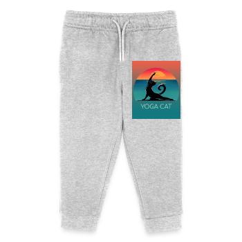 Yoga Cat – Entspanntes Design für Katzenfans - Kinder Organic Jogginghose Mini Mover von Stanley/Stella - Grau meliert - Vorne