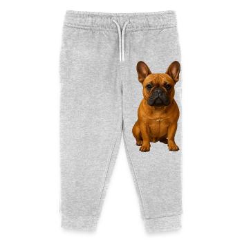 Frenchie Portrait Powerful Pose - Kids Organic Sweatpants by Stanley/Stella - heather grey - Front