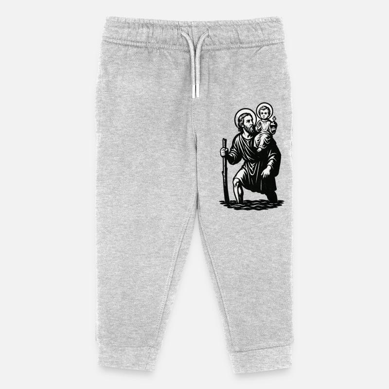 St Joseph mit Jesuskind | Christophorus - Kinder Organic Jogginghose Mini Mover von Stanley/Stella - Grau meliert