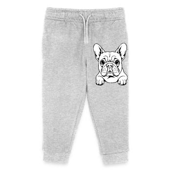 Bulldogge weiß - Kinder Organic Jogginghose Mini Mover von Stanley/Stella - Grau meliert - Vorne