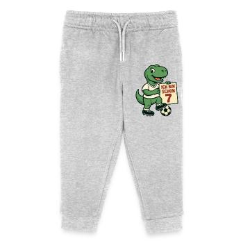 Süßer Dino Ich bin schon 7 Geburtstag - Kinder Organic Jogginghose Mini Mover von Stanley/Stella - Grau meliert - Vorne