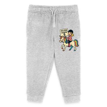 Süße Einhorn Reiterin Ich bin schon 5 Geburtstag - Kinder Organic Jogginghose Mini Mover von Stanley/Stella - Grau meliert - Vorne