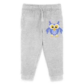 Lustige Eule in Blau - Kinder Organic Jogginghose Mini Mover von Stanley/Stella - Grau meliert - Vorne