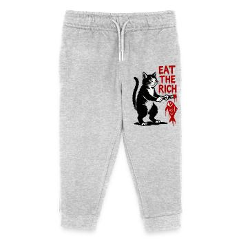 Katzengraffiti: Fischjagd Schrift - Kinder Organic Jogginghose Mini Mover von Stanley/Stella - Grau meliert - Vorne