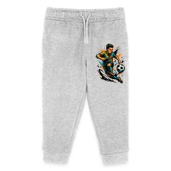 Neon Fußball Spieler, Action Kunst, Geschenk - Kinder Organic Jogginghose Mini Mover von Stanley/Stella - Grau meliert - Vorne