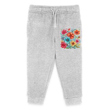 Lebendige Blumenpracht - Kinder Organic Jogginghose Mini Mover von Stanley/Stella - Grau meliert - Vorne