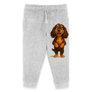 Cocker Spaniel breit grinsend - Kinder Organic Jogginghose Mini Mover von Stanley/Stella - Grau meliert - Vorne