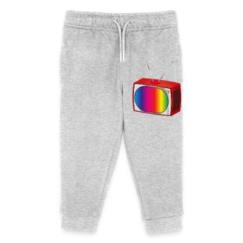 Retro TV with colorful screen in nostalgic look - Kids Organic Sweatpants by Stanley/Stella - heather grey - Front