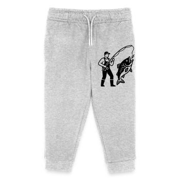Angler in Boat Logo Minimalist - Kids Organic Sweatpants by Stanley/Stella - heather grey - Front