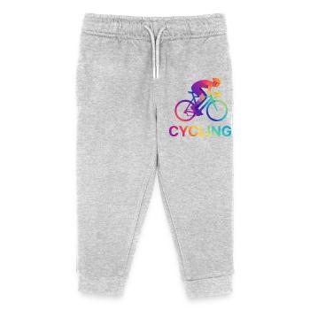 Vibrant Rainbow Cyclist Design - Kids Organic Sweatpants by Stanley/Stella - heather grey - Front