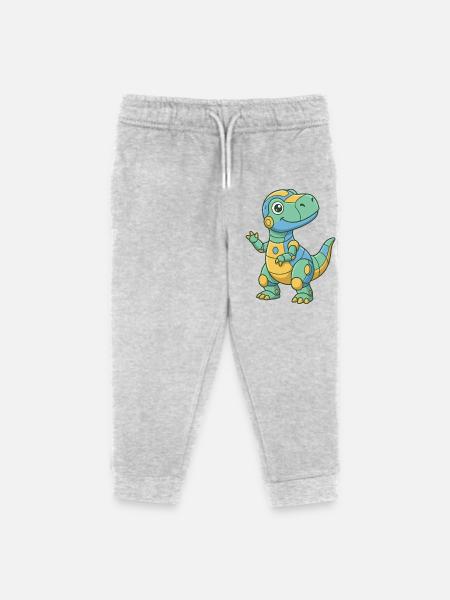 Colorful Robo-Dino - Kids Organic Sweatpants by Stanley/Stella - heather grey