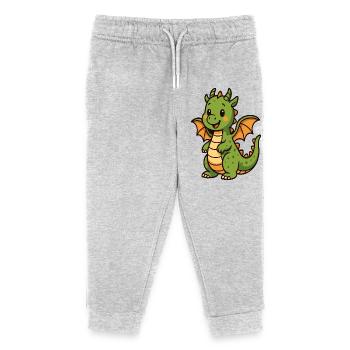 Kleiner Drachen im Comicstil - Kinder Organic Jogginghose Mini Mover von Stanley/Stella - Grau meliert - Vorne