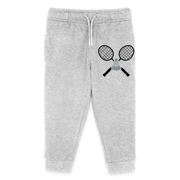 Badminton Logo – Crossed Rackets & Badminton - Kids Organic Sweatpants by Stanley/Stella - heather grey - Front