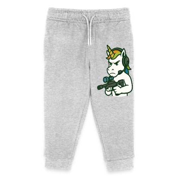 Unicorn FPS Gamer-Maskottchen mit Headset - Kinder Organic Jogginghose Mini Mover von Stanley/Stella - Grau meliert - Vorne