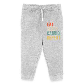 Eat Sleep Cardio Repeat Trainingsmotto Retro - Kinder Organic Jogginghose Mini Mover von Stanley/Stella - Grau meliert - Vorne