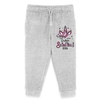 Endlich Schulkind 2026 Einhorn - Kinder Organic Jogginghose Mini Mover von Stanley/Stella - Grau meliert - Vorne
