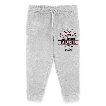 Couronne d’écolier avec des cœurs - Pantalon de jogging enfant bio Stanley/Stella - gris chiné - Devant