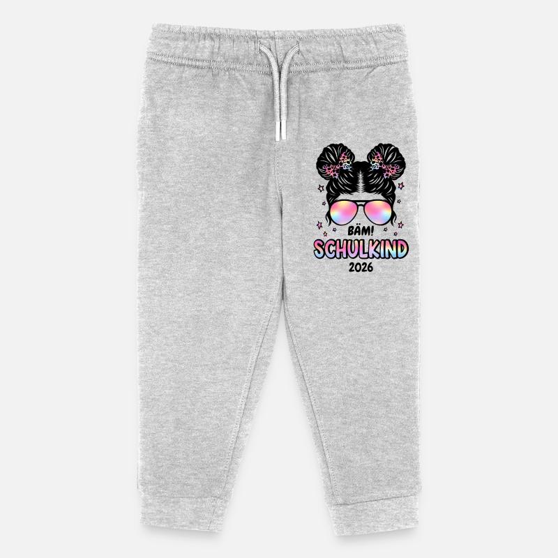 Schulkind Regenbogen Augen Glow - Kinder Organic Jogginghose Mini Mover von Stanley/Stella - Grau meliert