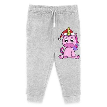 Weihnachtshut Festliches Einhorn - Kinder Organic Jogginghose Mini Mover von Stanley/Stella - Grau meliert - Vorne