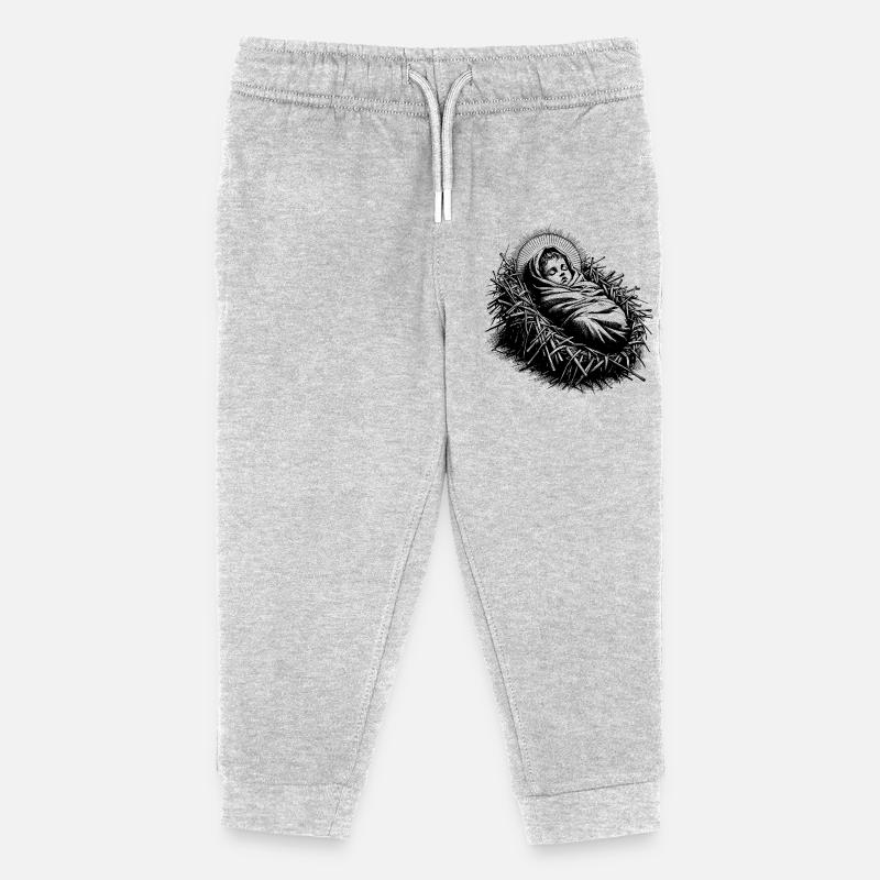 Jesuskind, geboren in der Weihnachtskrippe - Kinder Organic Jogginghose Mini Mover von Stanley/Stella - Grau meliert