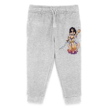 Oriental cosplay heroine with sword - Kids Organic Sweatpants by Stanley/Stella - heather grey - Front