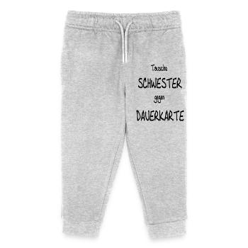 Tausche Schwester gegen Dauerkarte - Fussball - Kinder Organic Jogginghose Mini Mover von Stanley/Stella - Grau meliert - Vorne