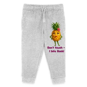 Ne touche pas à l’ananas - Pantalon de jogging enfant bio Stanley/Stella - gris chiné - Devant