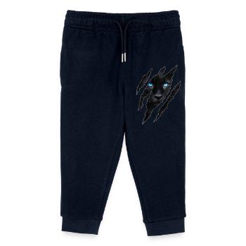Gros chat noir aux yeux bleus - Pantalon de jogging enfant bio Stanley/Stella - marine - Devant