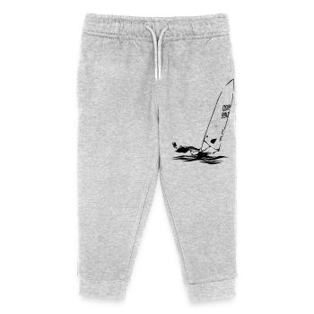 Régate de voilier dériveur laser ILCA Sports de voile - Pantalon de jogging enfant bio Stanley/Stella - gris chiné - Devant
