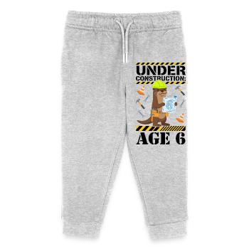 Under Construction 6th Birthday Otter - Kids Organic Sweatpants by Stanley/Stella - heather grey - Front