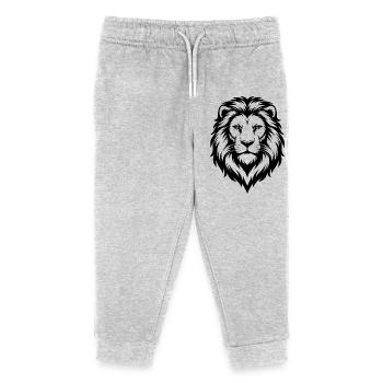 Illustration de lion - Pantalon de jogging enfant bio Stanley/Stella - gris chiné - Devant