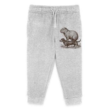 Funny Capybara Riding Dachshund Dog - Kids Organic Sweatpants by Stanley/Stella - heather grey - Front