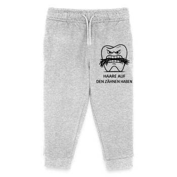 Haare auf den Zähnen haben Redewendung - Kinder Organic Jogginghose Mini Mover von Stanley/Stella - Grau meliert - Vorne