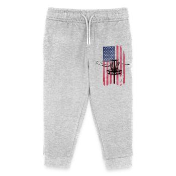 Disc Golf USA Flagge - Kinder Organic Jogginghose Mini Mover von Stanley/Stella - Grau meliert - Vorne