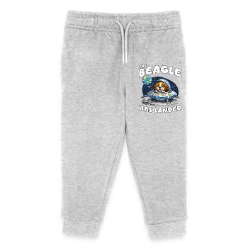 Beagle Moon Landing - Kids Organic Sweatpants by Stanley/Stella - heather grey - Front