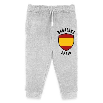 Schild der spanischen Flagge in rot-gelber Farbpalette - Kinder Organic Jogginghose Mini Mover von Stanley/Stella - Grau meliert - Vorne